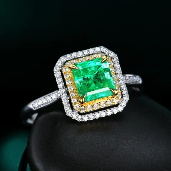 

Luxury Princess Cut Green Gems Bride Ring Multicolor Crystal Zircon Cocktail Party Women Ring Engagement Ring Fine Jewelry Gifts