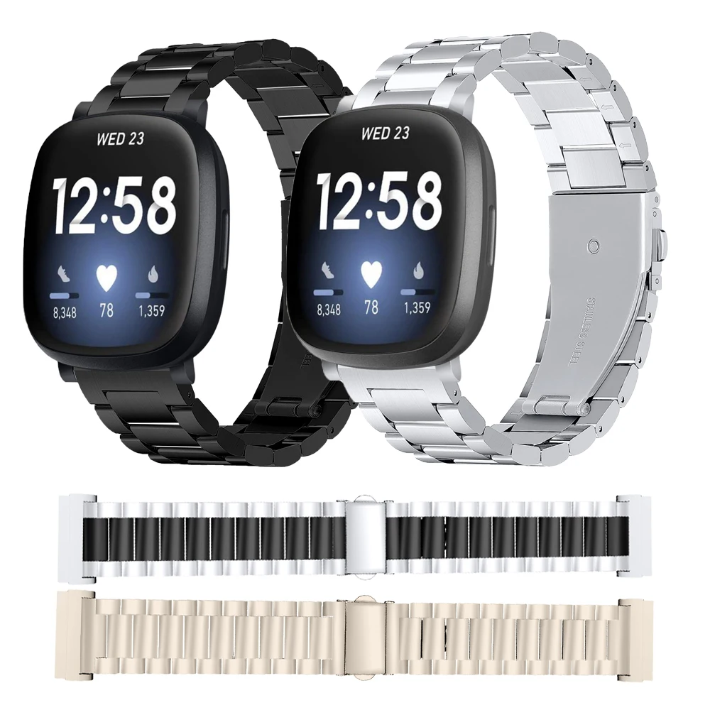 

Браслет из нержавеющей стали для Fitbit Versa 3 versa 4 Band, металлический мужской и женский ремешок для наручных часов Fitbit Sense 2