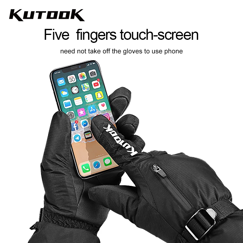 KUTOOK Thermal Winter Skiing Gloves Waterproof Windproof Glove Fist Protection Ski Snowboard for Men Women MTB Snowmobile Gloves 5