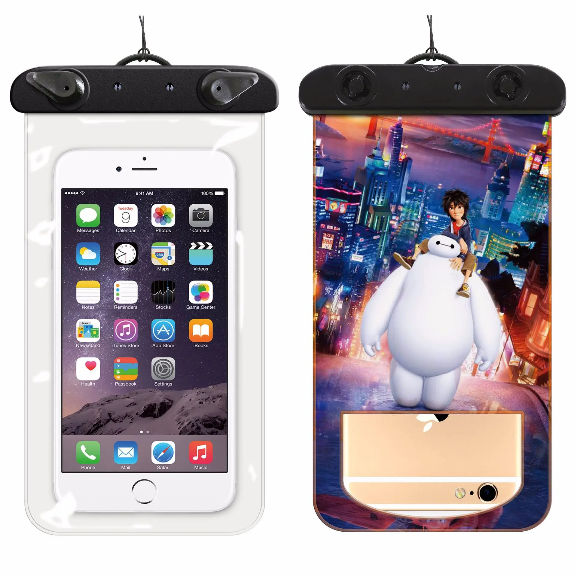 Thick Transparent Touch Screen Swimming Diving Hot Springs Cartoon Pattern Mobile Phone Bag Waterproof Phone Set