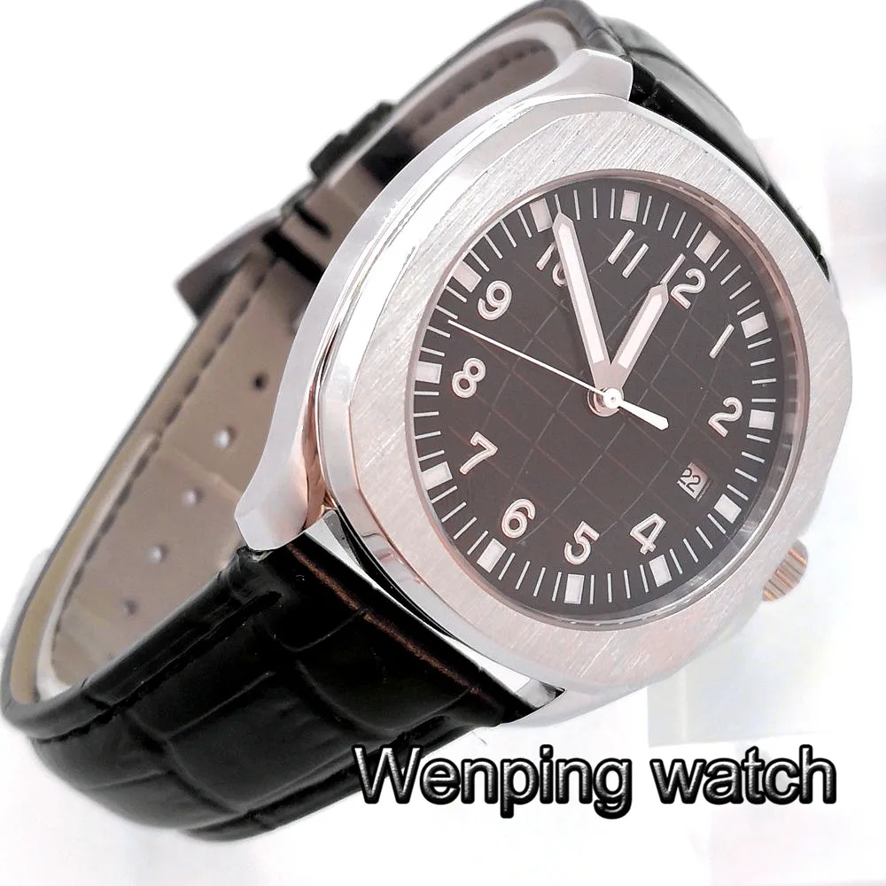 40 мм Bliger стерильный черный циферблат Дата, сапфировое стекло светящаяся Матовая рамка автоматические квадратные мужские механические часы