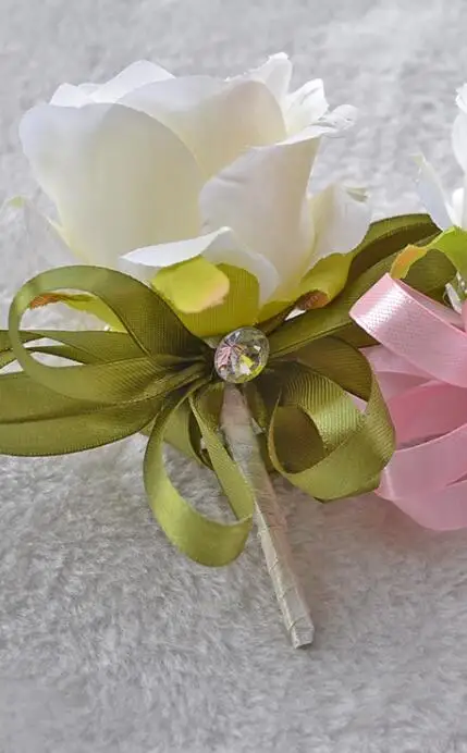 Boutonniere green Свадебные корсажи и бутоньерка большая Роза невеста, запястье, цветок Свадебный Жених цветок брошь - Цвет: Boutonniere green