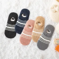 Socks Women Short thick Invisible Warm Socks Winter Spring Slippers Low Cut Pet Socks striped Ladies Bear Ankle Sock Girls