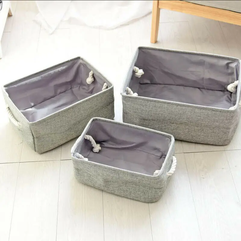 

Folding Square Storage Utility Box Fabric Cube Drawer Organizer Cloth Baskets 3 Sizes