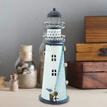 

Creative Lighthouse Shaped Lights Mediterranean Style Iron Art Night Lamps Battery Powered Table Light Bedroom Decorations