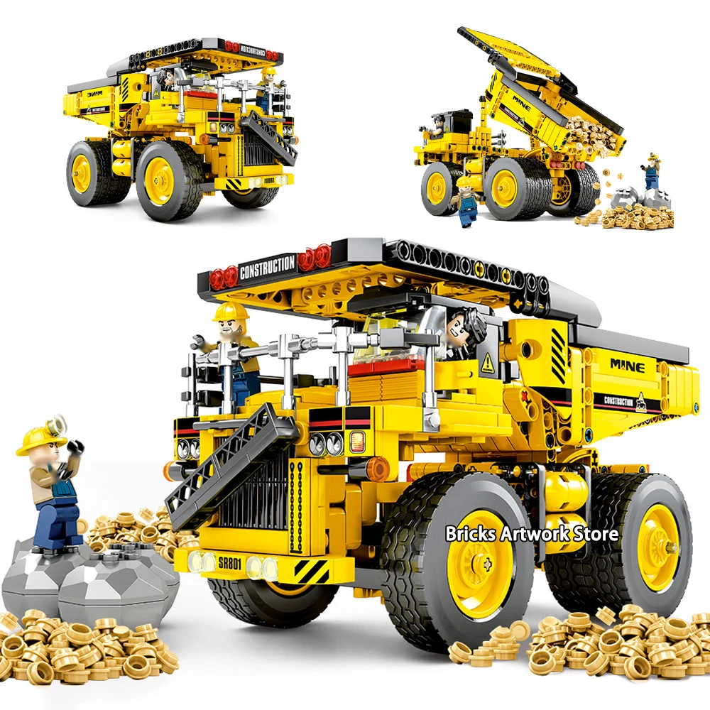 

Fit oolegoee Technic Mine Truck Engineering Vehicle Sets With Mini Figures Educational Building Blocks Toys For Children Gifts