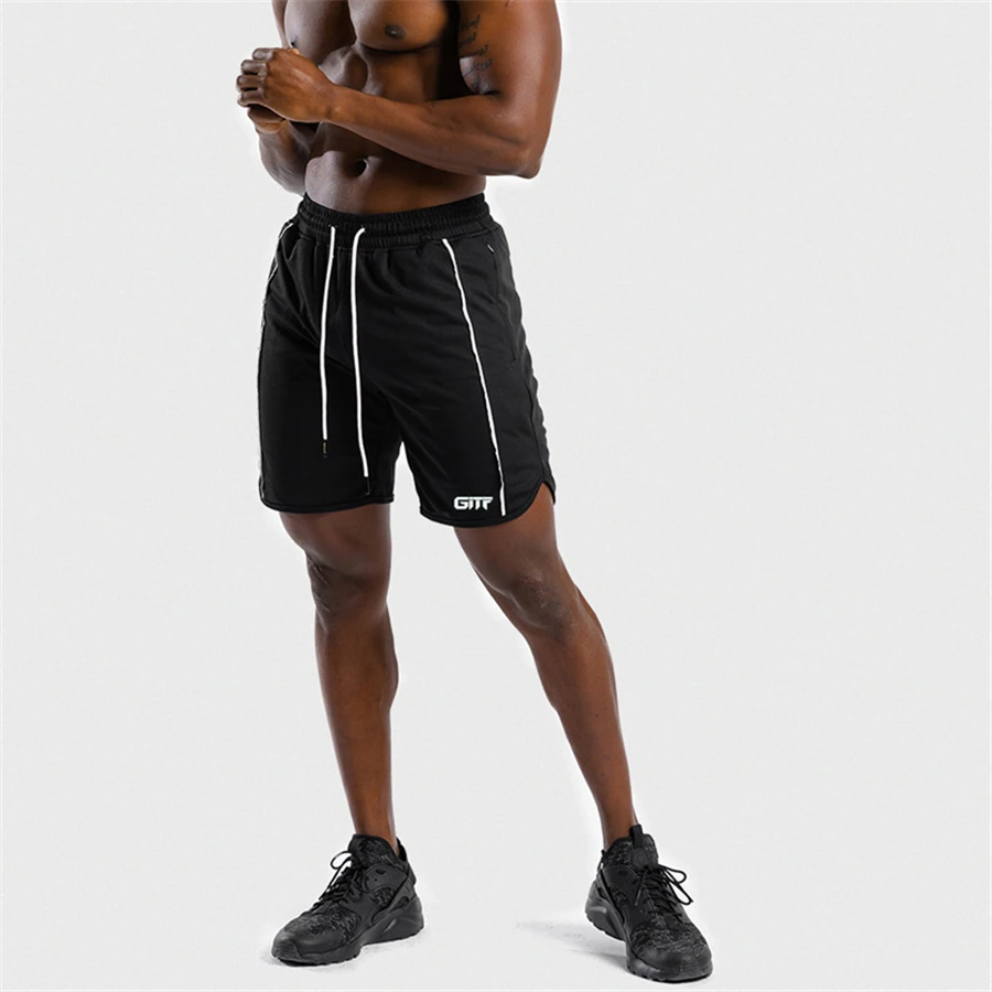 Новые летние фитнес мужские шорты кэжуал полосатая Спортивная одежда короткие тренировочные штаны Jogger Дышащие Модные брендовые