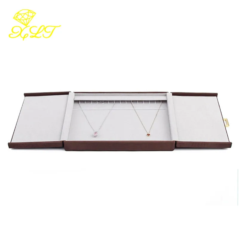 Microfiber Leather Portable Packaging Box Double Open Jewelry Storage Box Ring Necklace Pendant Display Collection Storage