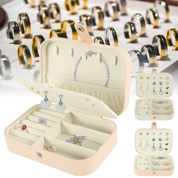 

Lady PU Leather Jewelry Box Storage Box Ring Display Case Portable Jewelry Organizer for Necklaces Joyeros Organizador De Joyas