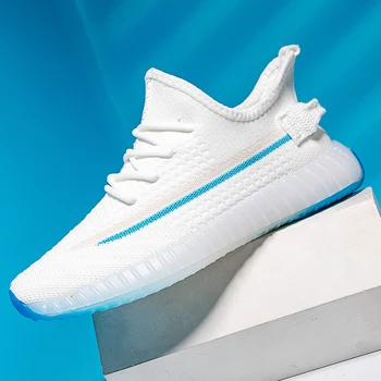 

High quality Fashion Men Casual Shoes Hot sale Summer Casual Shoes Men Breathable Flyknit Black Casual Men Shoes White