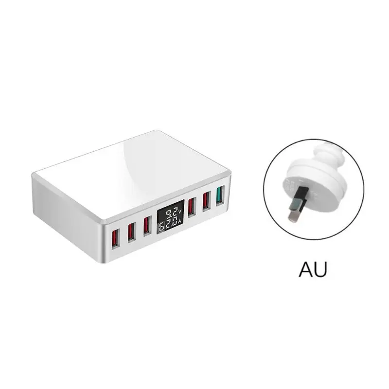 Австралия (AU) 6 портов QC3.0, умное USB зарядное устройство, быстрая зарядная станция, подставка, док-концентратор с ЖК-дисплеем для умных мобильных телефонов, AU, EU, US, UK Plug - Тип штекера: Австралия (AU)