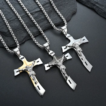 

Stainless Steel Good Friday Jesus Cross Pendant Necklace Christian Jesus Necklaces Jewellery Gift