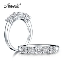 Обручальное кольцо AINUOSHI ряд, 925 пробы Серебряное кольцо с искусственным бриллиантом, обручальное кольцо с 5 камнями, ювелирное изделие