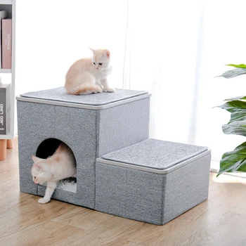 H228cm Pet Cat Tree Toy Condo Cat Climbing Tower Multi-layer With Hammock Cat House Furniture Scratching Solid Wood Post for Cat 6