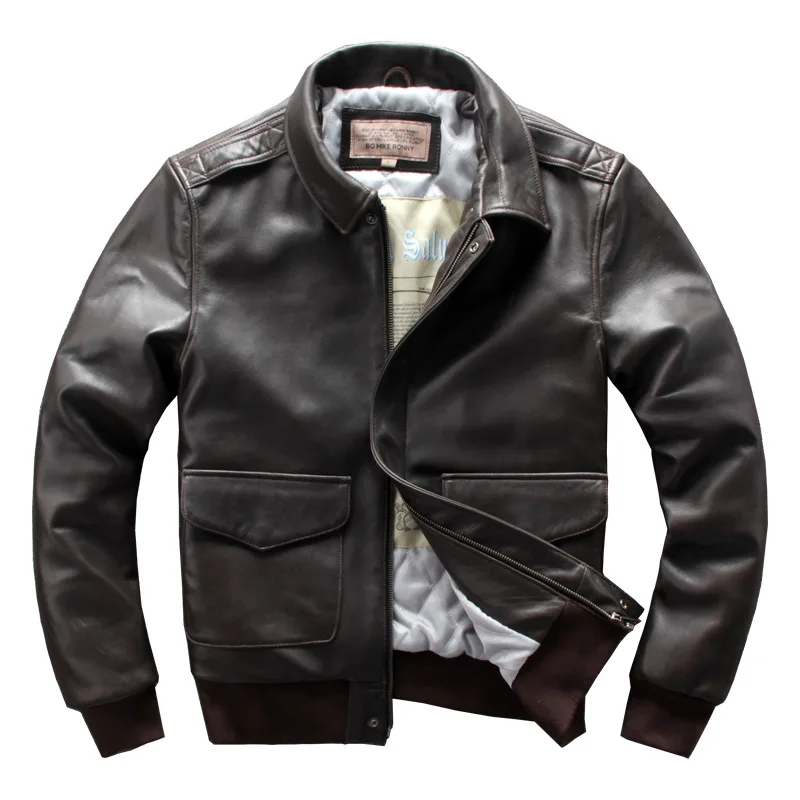 ABOORUN Men's Winter Thicken Genuine Sheepskin Leather Jacket Motorcycle Biker Slim Real Leather Jacket for Male R3297 - Цвет: Коричневый