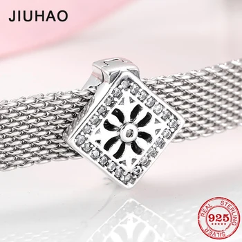 

Fashion 925 sterling silver lovely square zircons Fashion gift clips Beads Fit Original reflection Clip Charm Bracelet Jewelry