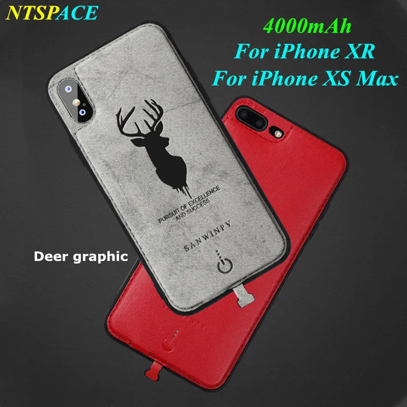 

Deer graphic For iPhone XS Max Portable Power Bank Cover For iPhone XR Battery Charger Case 4000mAh External Backup Power Case