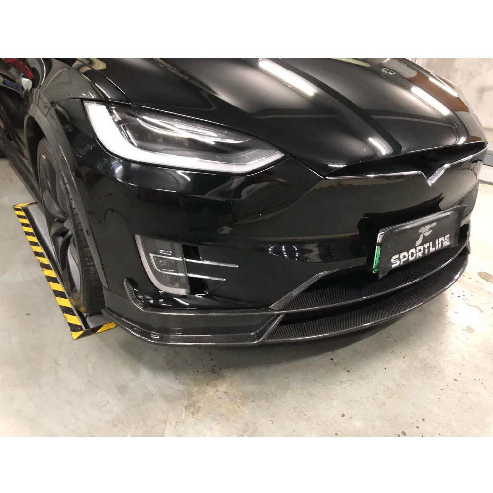 Углеродного волокна передний бампер спойлер для губ бампер спойлер для Tesla модель X