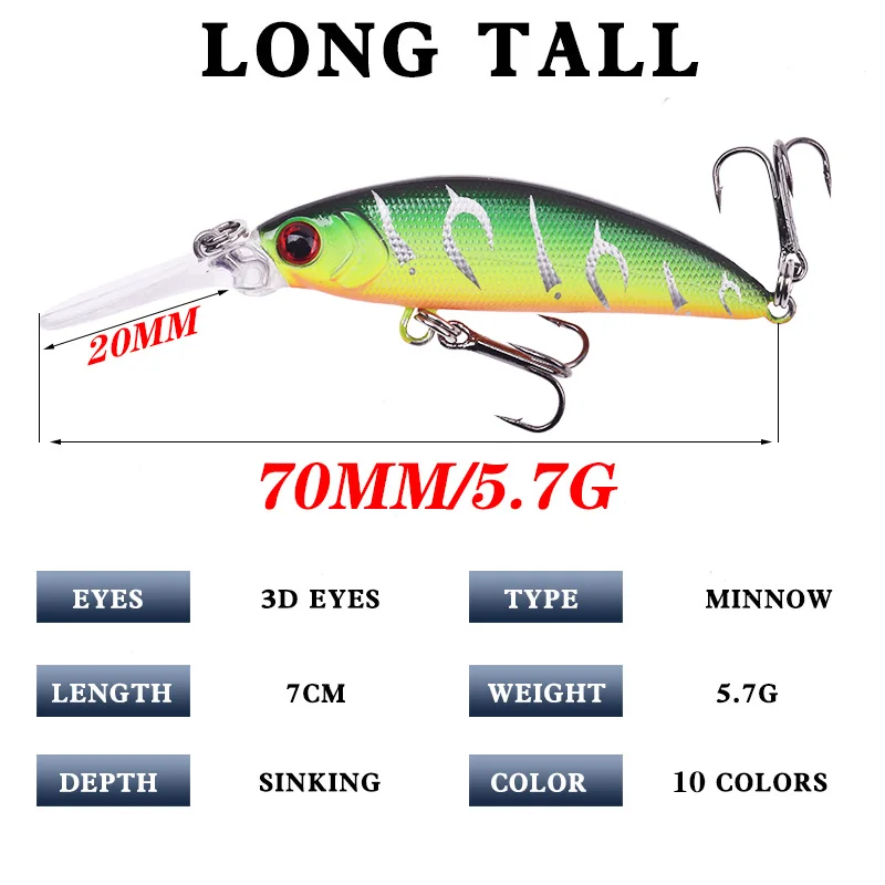 1pcs Mini Crazy Fishing Lure 7cm 5.7g Minnow Wobbler Hard Bait Artificial  Sinking Crankbait For Bass Pesca Japan Fishing Tackle - AliExpress