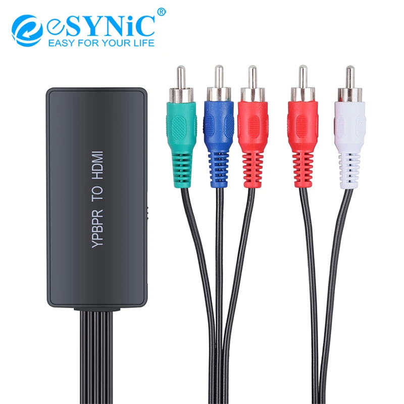 ESYNiC 1080P 5RCA RGB YPbPr к HDMI преобразователь Upscaler компонент адаптер для DVD DVR PSP Nintendo Xbox 360