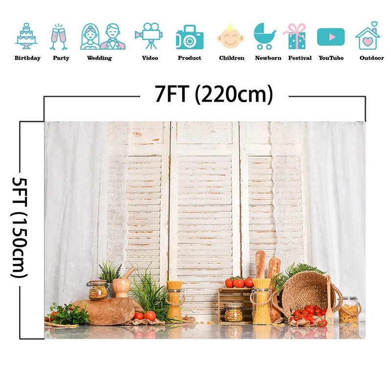 Newborn Kitchen Photography Background Wooden Door Backdrop Baby Shower Children Portrait Party Decorative Props Photo Studio photo backdrop