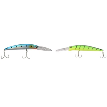

2PC PROBEROS Fishing Tackle 14.6cm-5.8 inch/14.8G-0.538Oz 3D Eyes DW-1185, Color B & 17.78cm/27.31G 2Hook, Color A