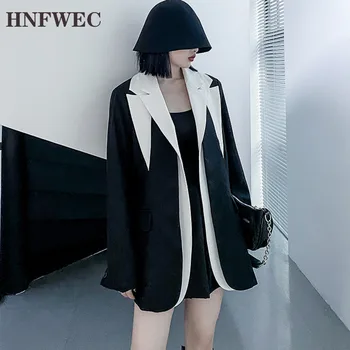 

Patchwork Women Blazer Fashion New Style 2020 Autumn Steetwear Regular Full Sleeve Single Button Women Clothes V177