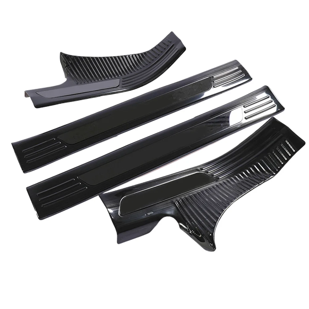 

4Pcs Adhesive Mouldings Cover Trim Black Interior Protective Door Sill Easy Install Scuff Plate Kit For Tesla Model 3 2018-19