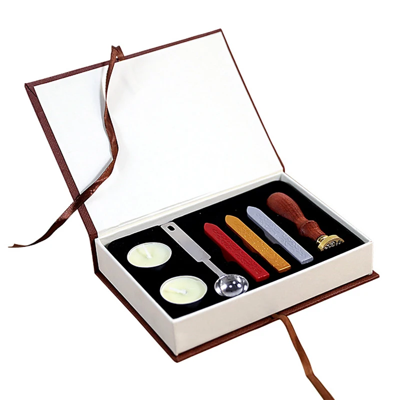 

Retro Sealing Wax Thank You Love For You Wood Handle Sealing Wax with Spoon Card Envelope Decorative Wax Stamp Craft Gift