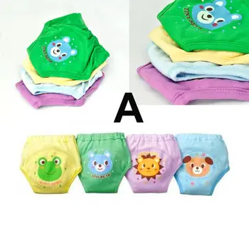 

4pcs Baby Newborn Girl Boy 4 Layers Waterproof Potty Training Pants Reusable Cotton Cloth Diapers