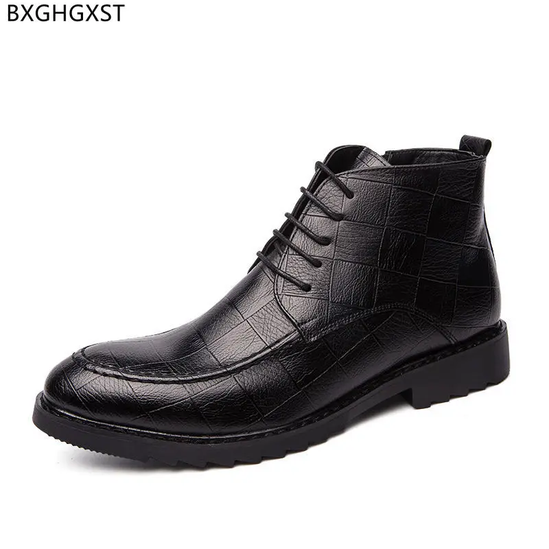 

Ankle Boots Men Brown Dress Shoes for Man 2024 Martens Boots Homme Motorcycle Boots Man Leather Shoes Men Zapatillas De Hombre