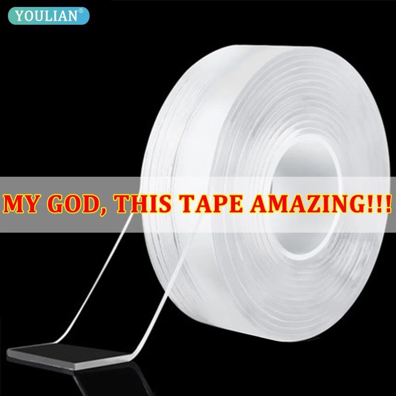 Does not work Free Returns 3M/5M Nano Transparent Double-Sided Adhesive Strong sticky Tape stickers Tapes gekkotape A | Обустройство
