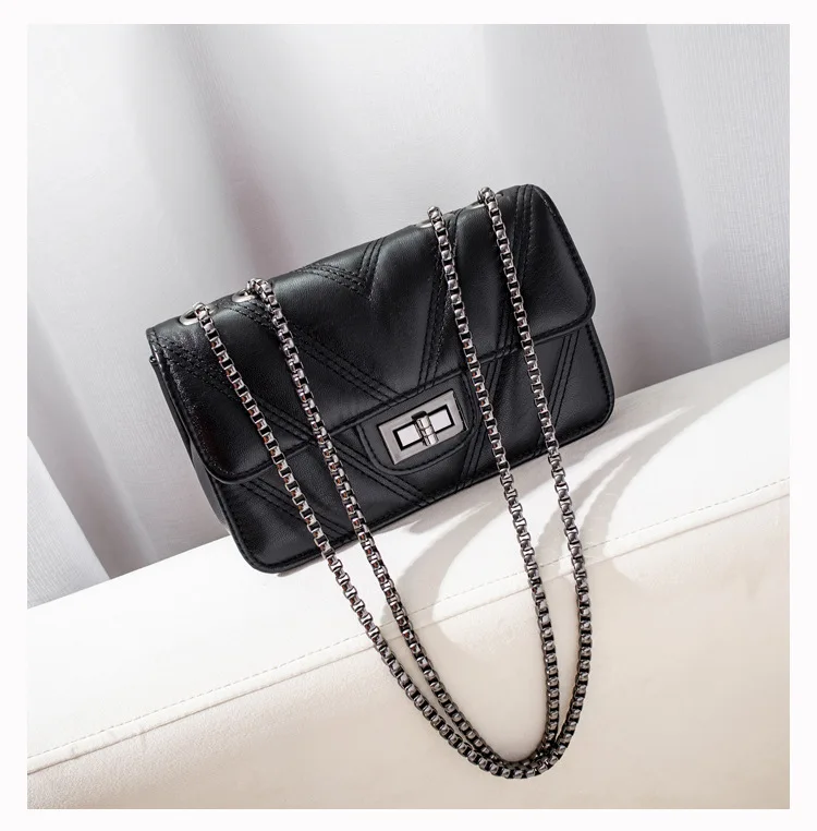 Mini Quilted Leather Double Flap Handbag 2019 New Luxury Designer Women's Chain Shoulder Bags Classic Crossbody Flap Purse Black (5)