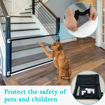 

New Pet Barrier Fences Portable Folding Breathable Mesh Dog Gate Pet Separation Guard Isolated Fence Dogs Baby Safety Fence