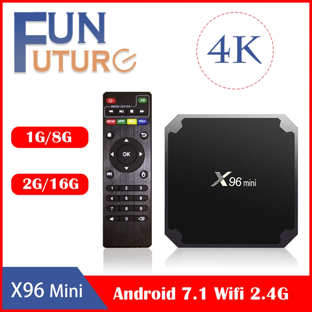 Смарт ТВ приставка X96 Mini телевизионная 4K HD на Android 7.1 2 ГБ 16 четыре ядра Amlogic S905W Wi Fi 4
