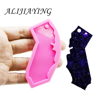 

Shiny keychain California American state shape mold key ring decoration silicone mold for DIY epoxy resin wholesale DY0213