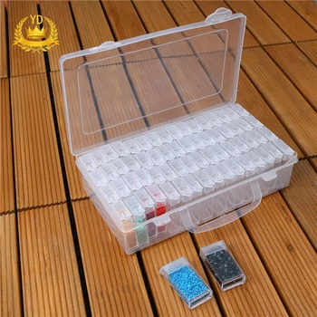 

Hot 64 Grids Nails Rhinestones Beads DIY Craft Storage Box Transparent Suitcase Case Container Organizer Storage Case