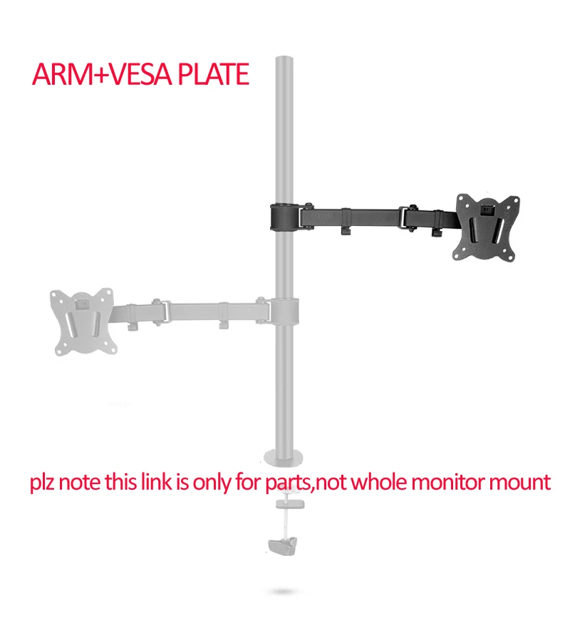 long arm and vesa plate Full Motion Dual Monitor desktop stand Holder accessory 10"-27" PC Mount foldable Arm 15kg | Электроника