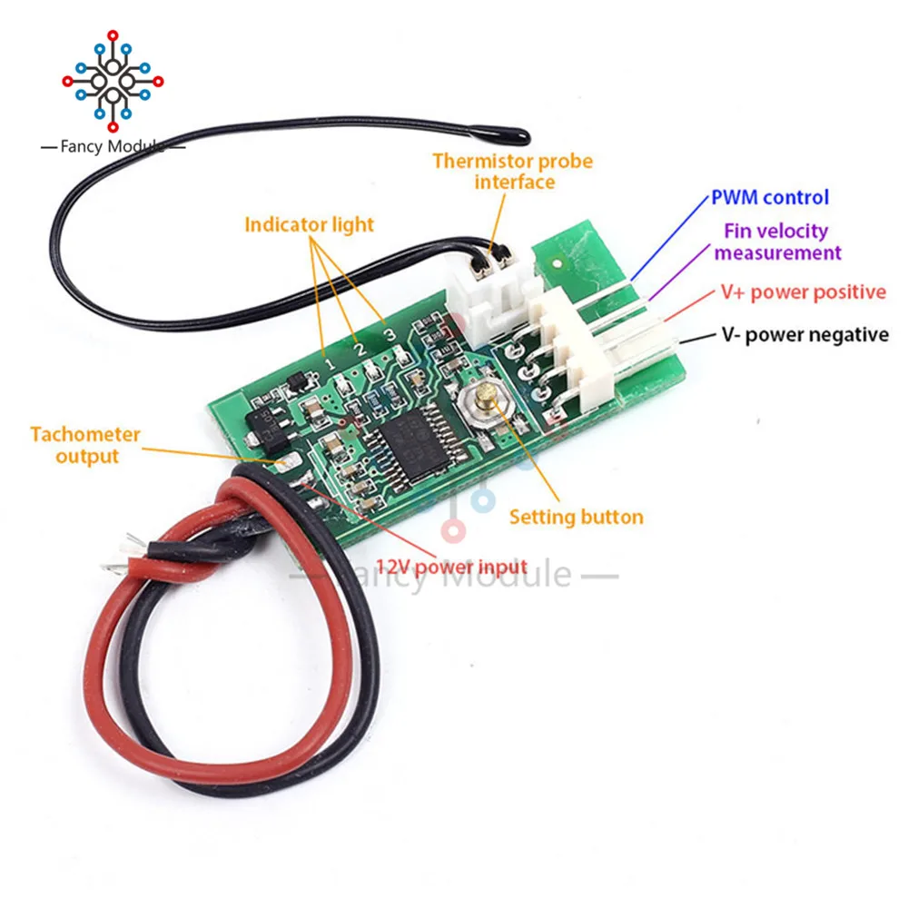 

diymore DC 12V PWM Temperature Detector Probe Controller 4-Wire Temperature Fan Speed Controller Governor for PC Fan STK IC