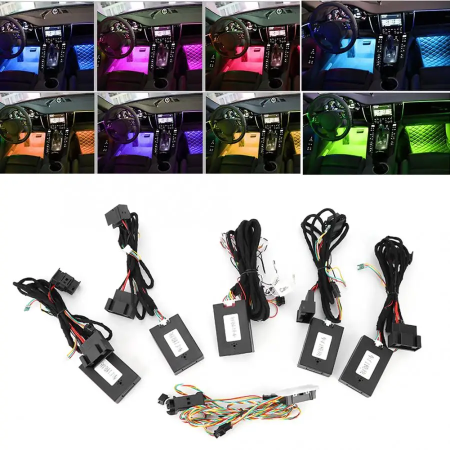 Автомобильный окружающий свет 8 градиентных цветов украшение интерьера подходит