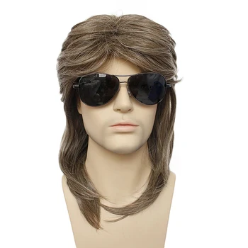 

HAIRJOY Synthetic Hair Cosplay Wigs Hippies Rock Star Costume Heat Resistant Fiber Men Curly Wig