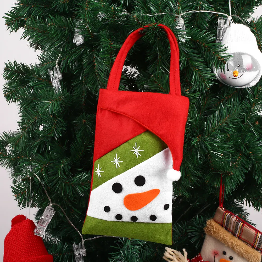 Cute Christmas Candy Bag Non-woven Kids Gifts Holder Decoration Ornaments