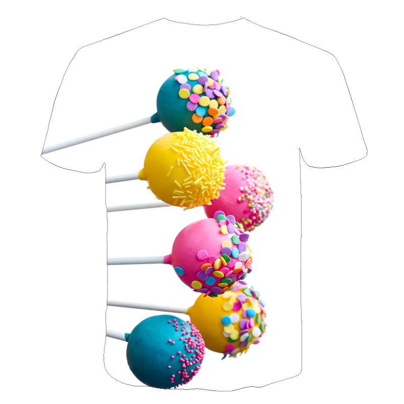 Футболки с короткими рукавами и 3D-принтом для мальчиков и девочек детские цветные пироженые футболки с рисунком для детей