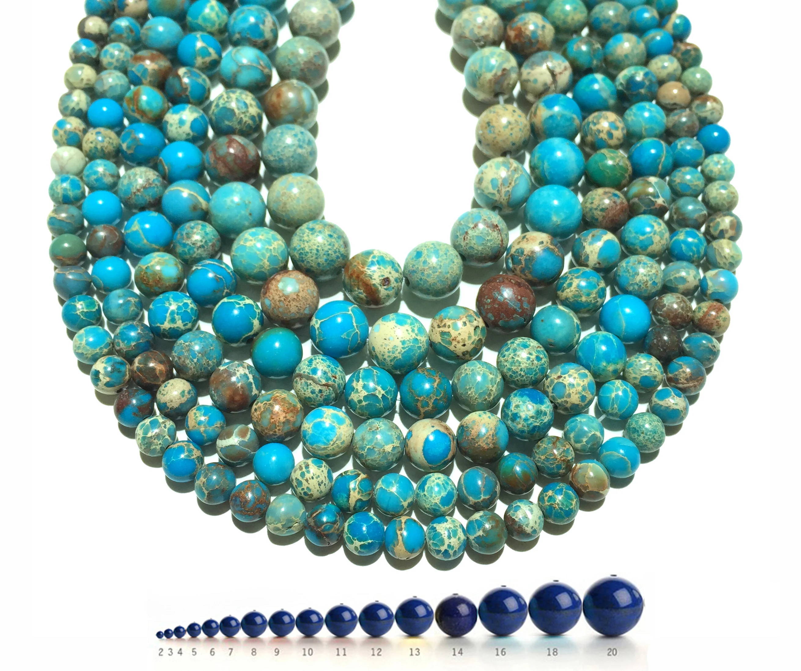 toggle. with 4mm blue resin round beads and silver-toned filigree space beads Imperial Infused Jasper 9-piece graduated lengths/' necklace