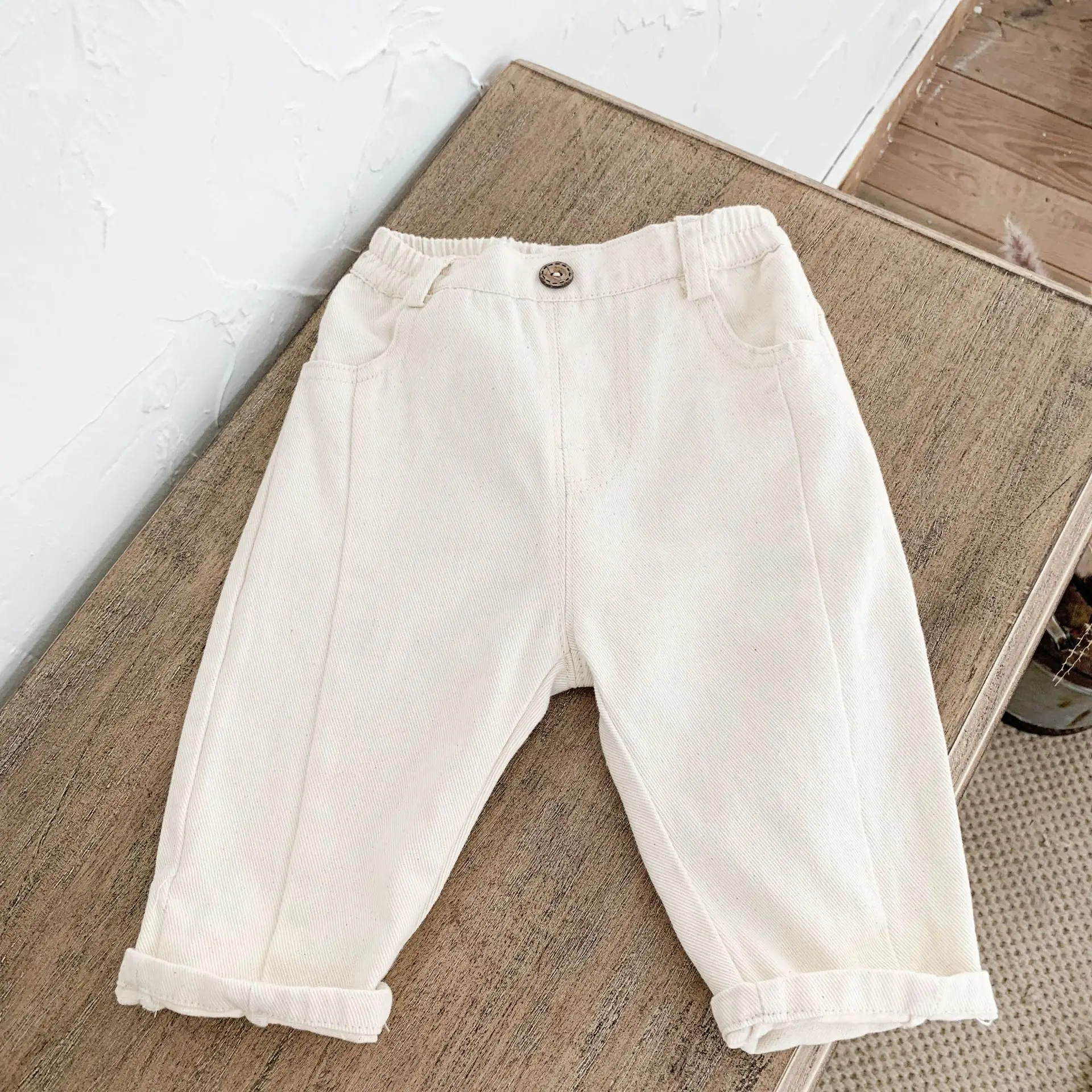 

Spring and Autumn 2019 New Kids Broad-legged Pants for Boys and Girls Cotton Ankle Length Casual Trousers Children Loose Pant