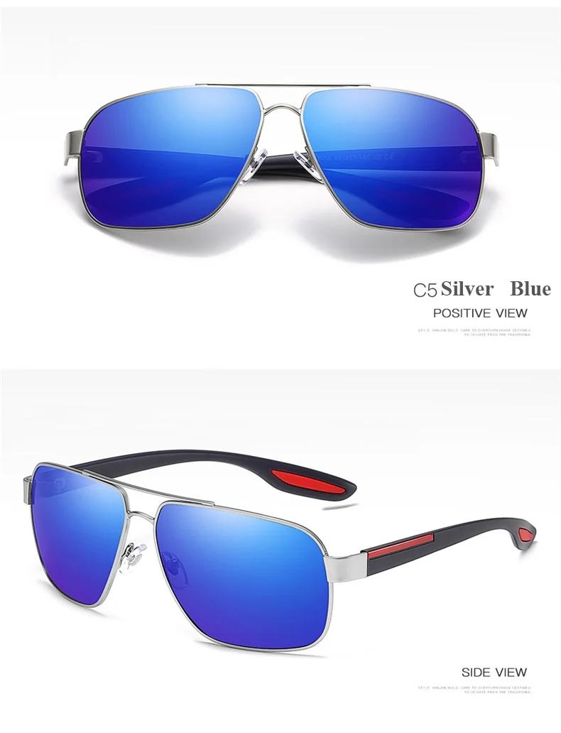 Silver Blue Ruosyling мужские поляризованные солнцезащитные очки TR90 сверхлегкие гибкие эластичные очки квадратная оправа 1,1 TAC линзы матовые черные солнцезащитные очки - Цвет линз: Silver Blue