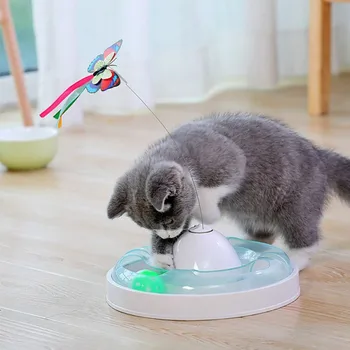 

Cat Relieving Boring Attracting cats Self-hey Electric Butterfly Funny Cat Stick Cat Turntable Ball Toy (without Battery)