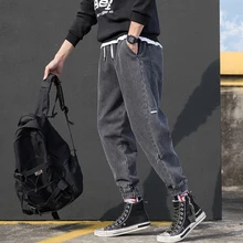 Модные мужские джинсы в японском стиле; серые свободные брюки-карго; дизайнерские шаровары; уличная одежда в стиле хип-хоп; мужские джоггеры