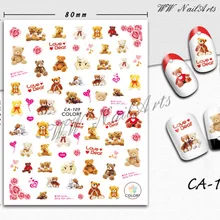 1Pcs Cartoon Bear Niail Stickers Snow Love Letter Patterns Nail Art Transfer Stickers Decals Nail Art DIY Design Decoration