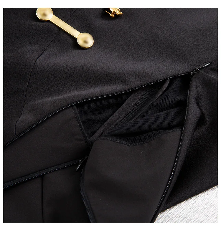 TVVOVVIN Fashion Empire Solid Black Heavy Rivet Pin Decoration Sexy Reveal Back Vent Camisole A Line Dress Asymmetry ZX374